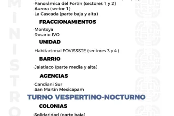 Agenda del suministro de agua potable para este sábado 