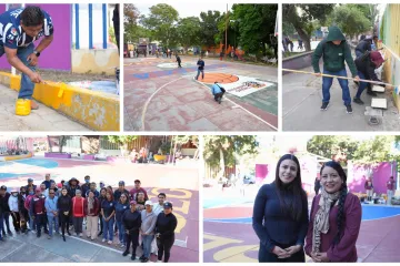 Realizan tequio autoridades y vecinos en Xoxocotlán para recuperar espacios públicos