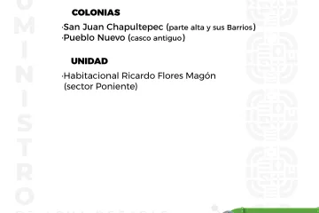 Agenda del suministro de agua potable para este domingo 