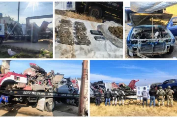 Tras cateo en deshuesadero, aseguran autopartes y bolsas con drogas en Zautla