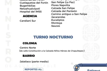 Agenda del suministro de agua potable para este sábado 