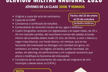 Abre Municipio de Oaxaca de Juárez convocatoria para el trámite del Servicio Militar Nacional 2026