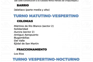 Agenda del suministro de agua potable para este viernes 