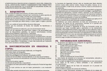 Emite Oaxaca de Juárez convocatoria para integrar la Policía Municipal