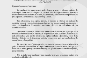 Episcopado mexicano llama a la prudencia y a la oración ante escala de violencia en el país