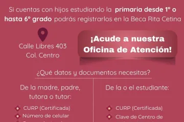 Abiertas las inscripciones a becas escolares de primero a sexto de primaria