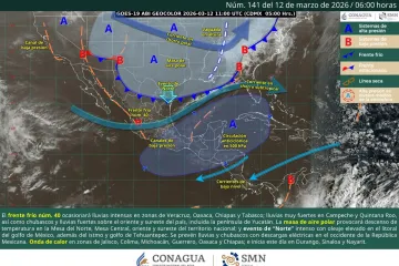 Ingreso del frente frío número 40 provocará lluvias y vientos fuertes en Oaxaca: Protección Civil 