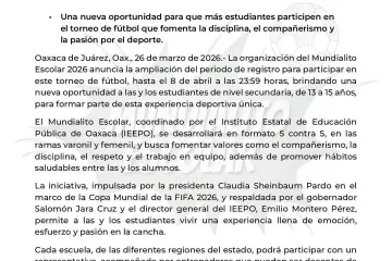 Continúa hasta el 8 de abril las inscripciones para "El Mundialito Escolar 2026".