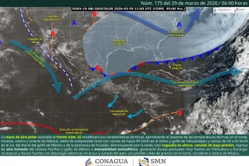 Frente frío número 42 provocará lluvias, vientos fuertes y descenso térmico en Oaxaca 