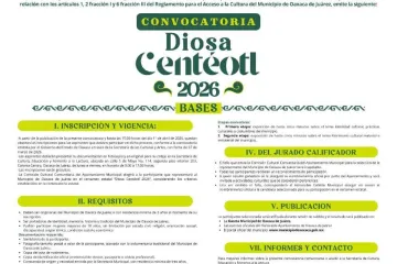 Oaxaca de Juárez convoca a elegir a su representante de Diosa Centéotl 2026