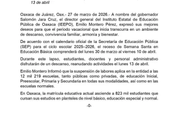 Receso escolar por Semana Santa a partir del 30 de marzo en Educación Básica