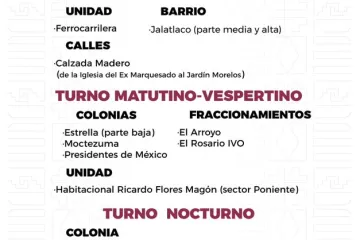 Agenda del suministro de agua potable para este lunes 