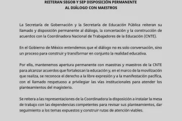 Reiteran Segob y Sep disposición permanente al diálogo con los maestros