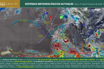 Incrementa potencial de lluvias en Oaxaca por interacción de sistemas meteorológicos en el Océano Pacífico 