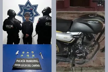 Cayó en Santa Lucía del Camino con motocicleta robada y droga