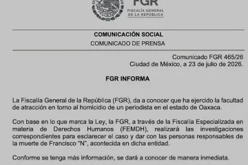 Atrae FGR el caso del homicidio del periodista Francisco Alejandro Leyva Aguilar
