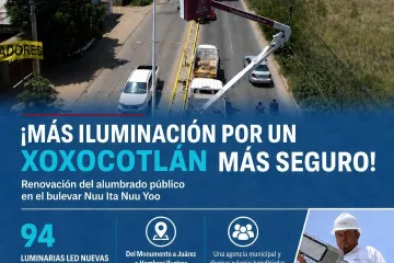 Xoxocotlán mejora la iluminación en vialidades prioritarias