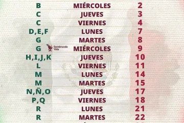 Calendario de pagos de programas Bienestar