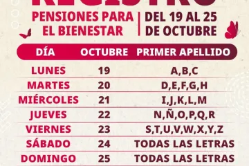 Del 19 al 25 de octubre se realiza el registro a las Pensiones para Adultos Mayores y Mujeres Bienestar