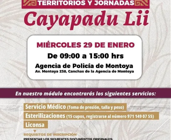 Jornadas Cayapadu Lii llegan a la agencia de Montoya