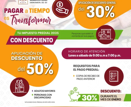 Anuncia Santa Cruz Xoxocotlán descuentos de hasta el 50% en el pago del predial