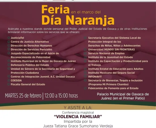 Municipio de Oaxaca de Juárez invita a la Feria del Día Naranja