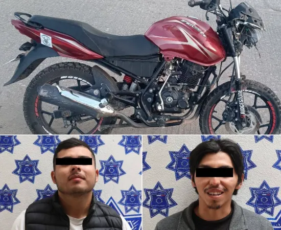 Policía Municipal detiene a dos personas por presunto robo de una motocicleta