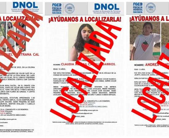 FGEO localiza a cuatro personas en las regiones de Valles Centrales e Istmo