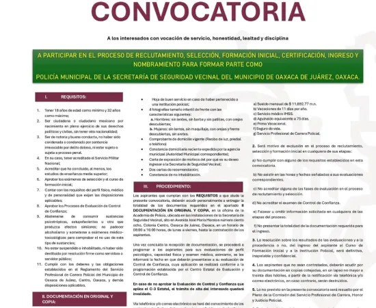 Gobierno municipal lanza convocatoria para ingresar a la Policía Municipal