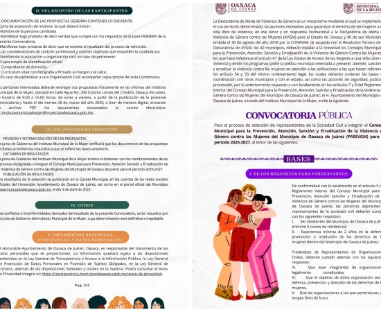 Continúa Convocatoria para Integrar el Consejo Municipal para la Prevención, Atención, Sanción y Erradicación de la Violencia de Género contra las Mujeres de la capital 
