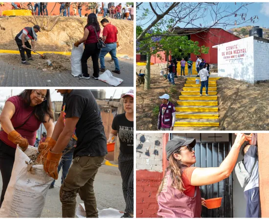 Vecinas y vecinos participan en Tequio en la Colonia Monte Albán de San Martín Mexicapam