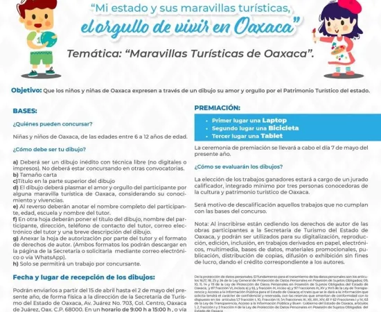 Convoca Sectur a niñas y niños a dibujar las Maravillas Turísticas de Oaxaca