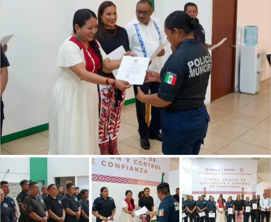 Refuerza Gobierno de Xoxocotlán  profesionalización de policías con entrega de certificados