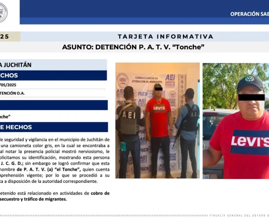 Fiscalía de Oaxaca detiene a “El Tonche”, objetivo prioritario en la banda del “Comandante Cromo” en el Istmo