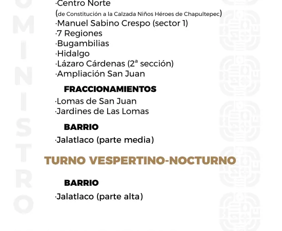 Agenda del suministro de agua potable de este martes 