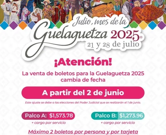 Reprograma Sectur Oaxaca para el 2 de junio venta regular de boletos para la Guelaguetza 2025