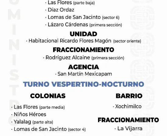 Agenda de suministro de agua potable de este sábado 