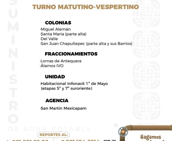 Agenda del suministro de agua potable 