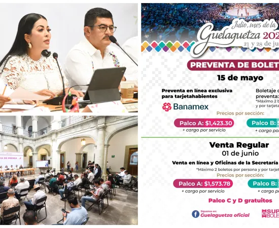 Inicia 15 de mayo preventa de boletos para las presentaciones de la Guelaguetza 2025