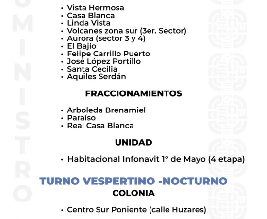 Agenda del suministro de agua potable de este sábado 