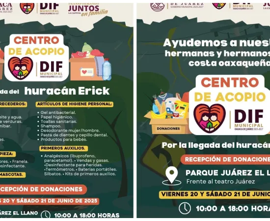 Municipio capitalino mantiene abierto centro de acopio para apoyar a damnificados por Erick