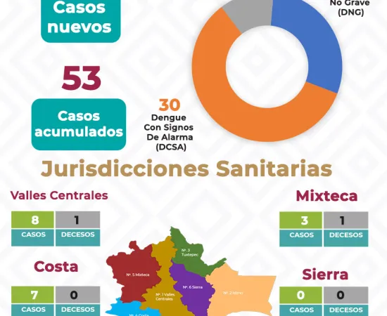 12 casos nuevos de Dengue se suman en Oaxaca en la semana epidemiológica número 30 del 2025