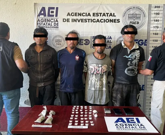 Fiscalía de Oaxaca detiene a cuatro personas por narcomenudeo en la Villa de Etla