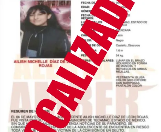 Localizan en Puerto Escondido a adolescente reportada como No Localizada en Tecamac
