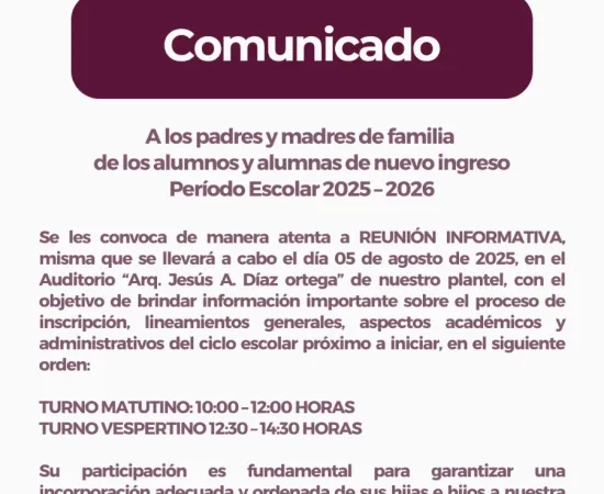 Comunicado del CBTis 26