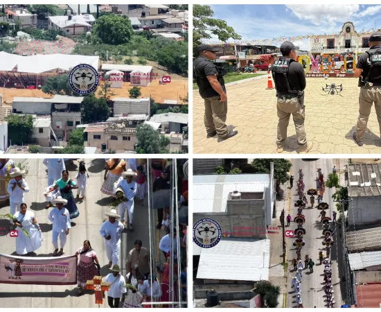 Xoxocotlán y C4 implementan recorridos aéreos con drones previo a Sahandevui, Guelaguetza 2025
