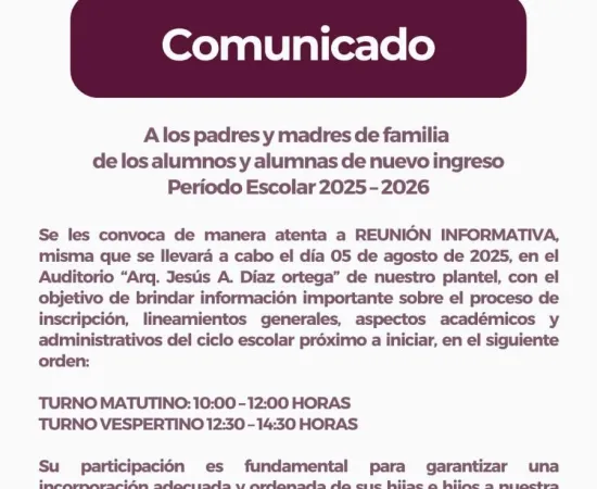Comunicado CBTis 26 