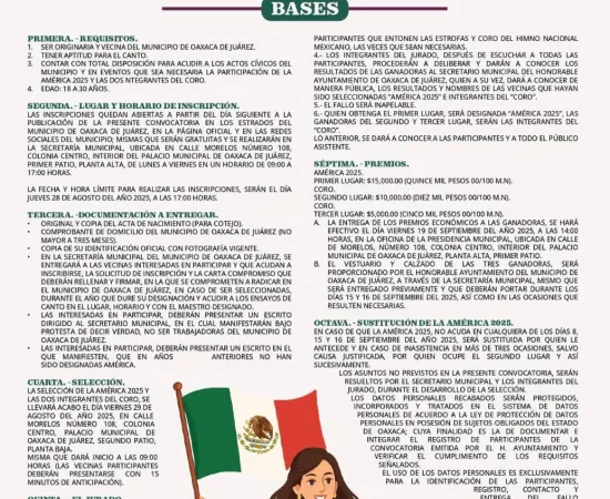 Municipio de Oaxaca de Juárez lanza convocatoria para elegir a la América 2025