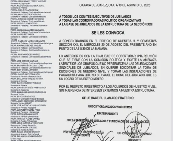 Tensión en la Sección 22 entre jubilados y líderes 