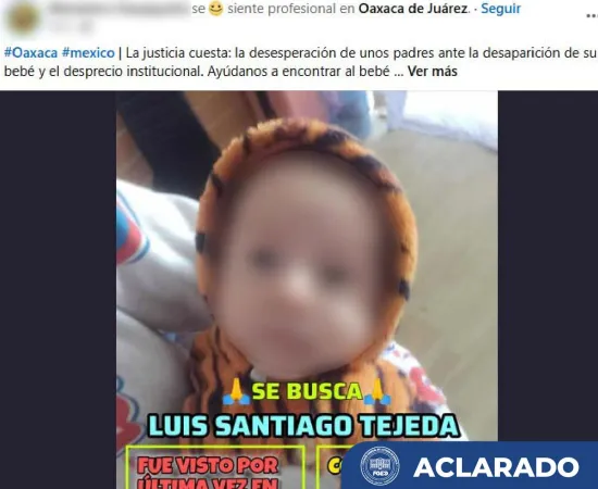 Descartan desaparición de bebé 